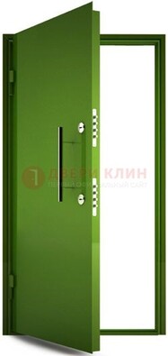 Зеленая металлическая бронированная дверь ДБ-8 в Дзержинском