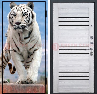 Стальная дверь с фотопечатью тигра ДФ-12 в Дзержинском