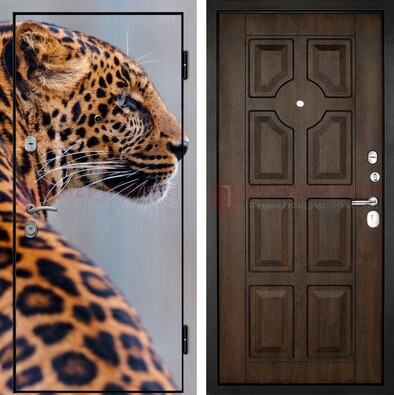 Металлическая дверь с фотопечатью леопарда ДФ-26 в Дзержинском