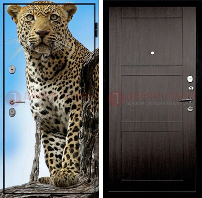 Железная дверь с рисунком гепарда снаружи ДФ-27 в Дзержинском