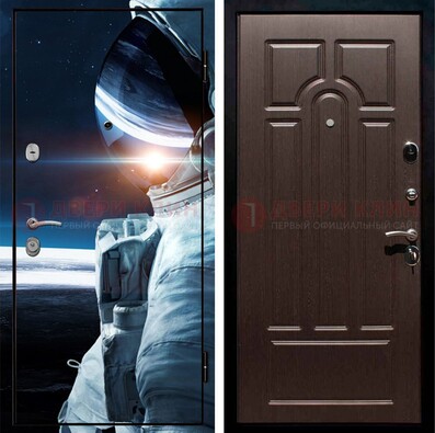 Стальная дверь с фотопечатью космонавта ДФ-4 в Дзержинском