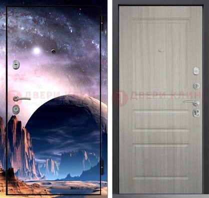 Железная дверь с фотопечатью космоса и планеты ДФ-50 в Дзержинском