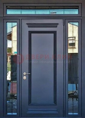 Черная металлическая дверь с фрамугой и филенкой ДФГ-19 в Дзержинском