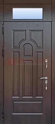 Железная дверь с фрамугой в коричневом цвете ДФГ-22 в Дзержинском