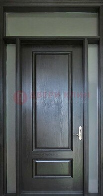 Черная металлическая дверь с фрамугами и стеклом ДФГ-24 в Дзержинском