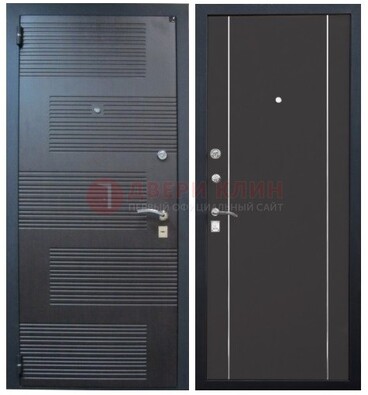 Темная металлическая дверь с МДФ ДМ-105 в деревянный дом в Дзержинском