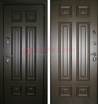 Темная металлическая дверь с МДФ ДМ-136 в квартиру в Дзержинском