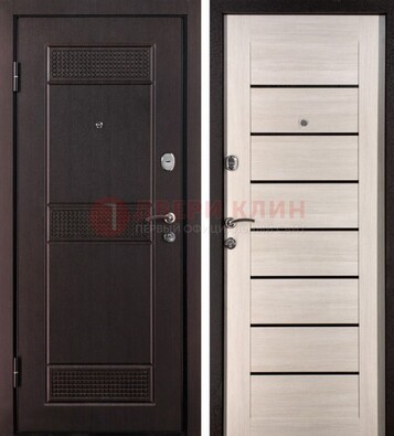 Темная стальная дверь с МДФ ДМ-147 для улицы в Видном