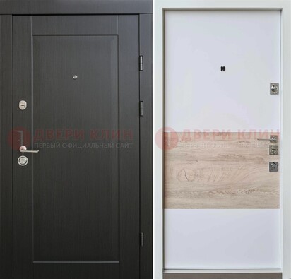 Черная металлическая дверь с белой МДФ внутри ДМ-230 в Дзержинском