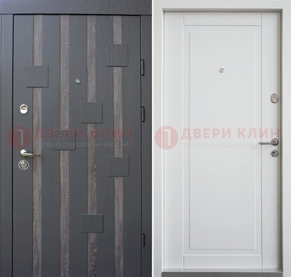 Темная металлическая дверь c белом МДФ внутри ДМ-231 в Дзержинском