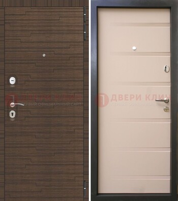Коричневая  железная дверь c фрезерованной МДФ ДМ-248 в Дзержинском