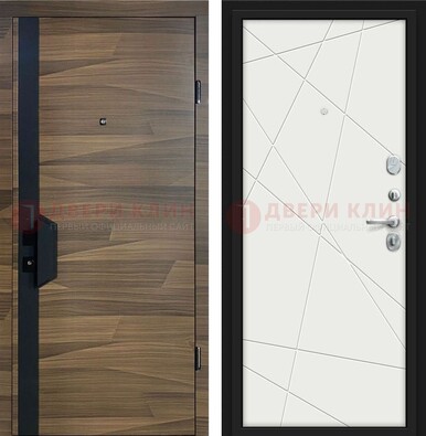 Стальная коричневая дверь МДФ c черной вставкой ДМ-267 в Дзержинском