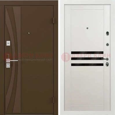 Стальная коричневая дверь с МДФ панелями ДМ-293 в Дзержинском