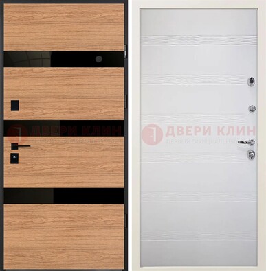 Металлическая темная дверь с МДФ в цвете Итальянский орех ДМ-312 в Дзержинском