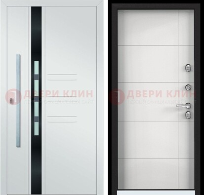 Металлическая дверь в белом цвете с МДФ ДМ-323 в Дзержинском