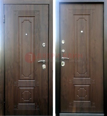 Коричневая металлическая дверь с МДФ ДМ-32 на дачу в Дзержинском