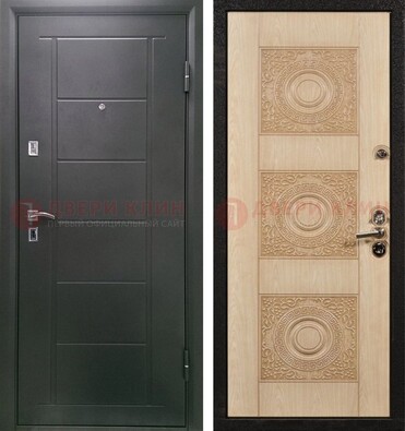 Темная железная дверь с МДФ в квартиру ДМ-344 в Дзержинском