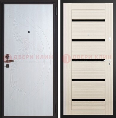 Белая стальная дверь с МДФ ДМ-346 в Дзержинском