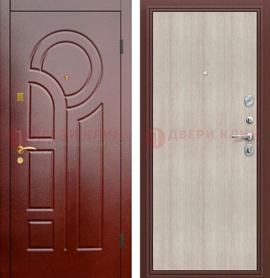 Красная металлическая дверь с МДФ панелями ДМ-368 в Дзержинском