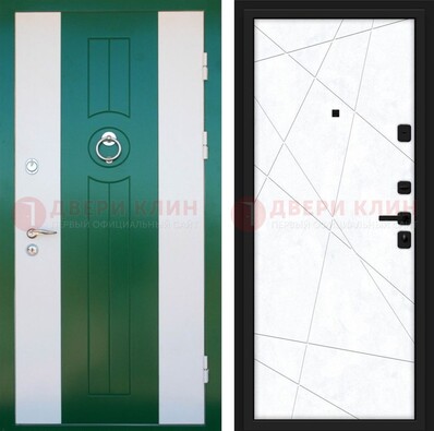 Зеленая железная дверь с панелями МДФ ДМ-369 в Дзержинском