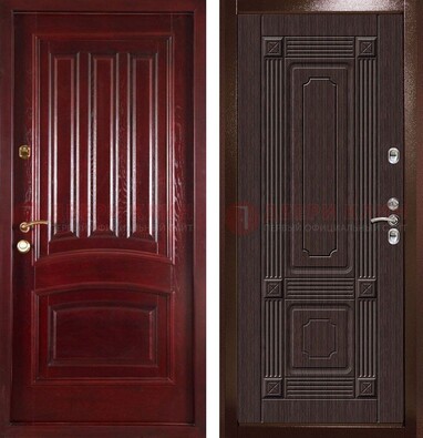 Красная стальная дверь с филенчатой МДФ ДМ-398 в Дзержинском