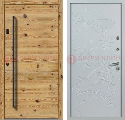 Металлическая дверь с МДФ в светлом цвете ДМ-412 в Дзержинском