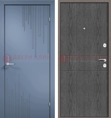 Синяя металлическая дверь МДФ в квартиру ДМ-434 в Дзержинском