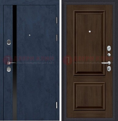 Синяя входная дверь МДФ с обеих сторон ДМ-473 в Дзержинском