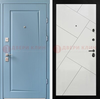Синяя железная дверь с МДФ панелями ДМ-491 в Дзержинском