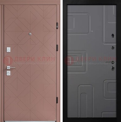 Красная стальная дверь в квартиру с МДФ хайтек ДМ-493 в Дзержинском