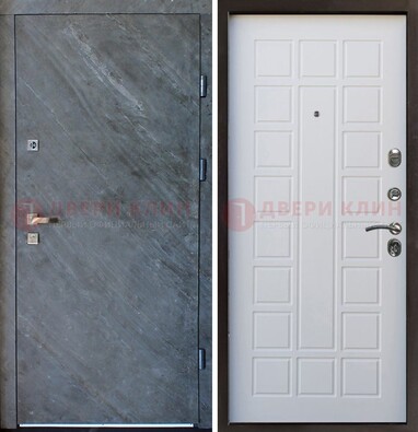 Железная дверь с МДФ серая и белая ДМ-505 в Дзержинском