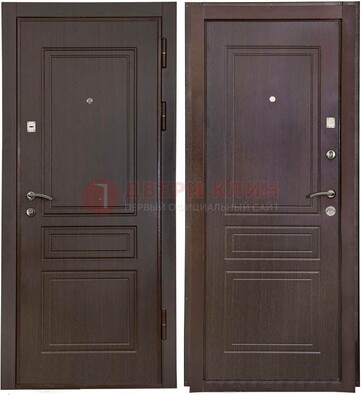Антивандальная коричневая железная дверь с МДФ ДМ-61 в Дзержинском