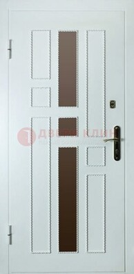 Белая стальная дверь с МДФ и декоративными вставками ДМ-62 в Дзержинском