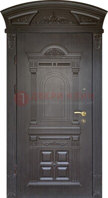 Темная уличная дверь с массивом дуба с узором ДМД-58 в Дзержинском