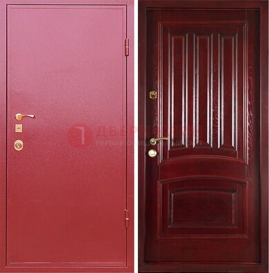 Красная металлическая дверь с порошковым напылением ДП-165 в Дзержинском