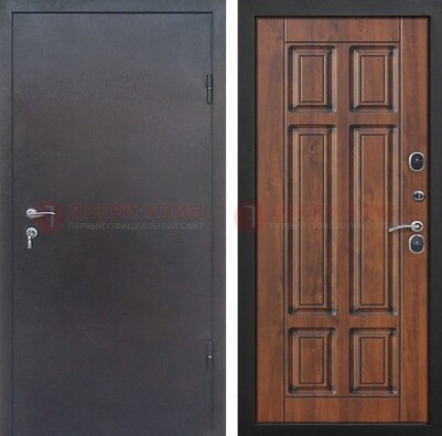 Темная входная дверь с порошковым покрытием с МДФ панелью ДП-235 в Дзержинском