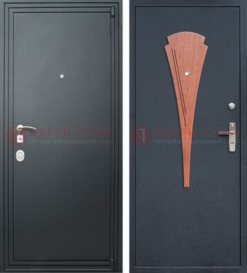 Черная железная дверь с порошковым покрытием и накладкой МДФ внутри ДП-245 в Дзержинском
