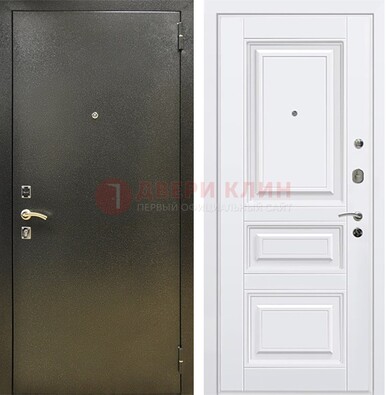 Железная темно-серая дверь с порошковым напылением и белой МДФ ДП-274 в Дзержинском