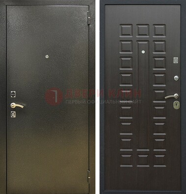 Темно-серая железная дверь с порошковым покрытием и МДФ Венге ДП-287 в Дзержинском