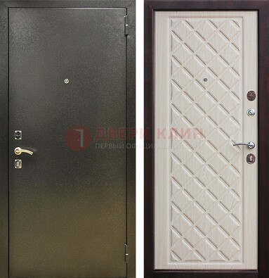 Темно-серая железная дверь с порошковым покрытием и филенчатой МДФ ДП-289 в Дзержинском