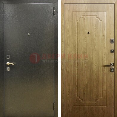 Темно-серая входная дверь с порошковым покрытием и МДФ Золотой дуб ДП-291 в Дзержинском