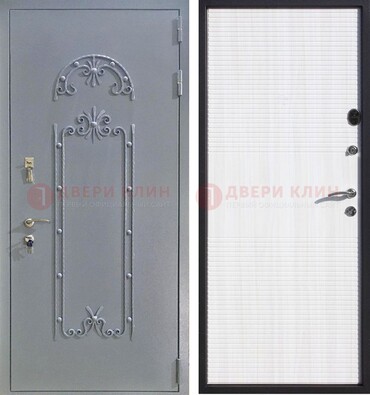 Серая входная дверь с порошковым покрытием ДП-67 в Дзержинском
