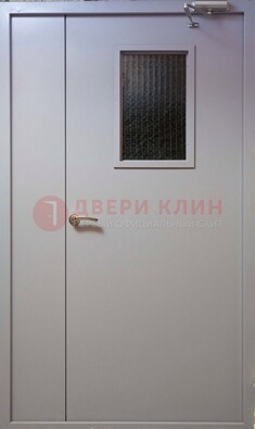 Белая железная подъездная дверь ДПД-4 в Дзержинском