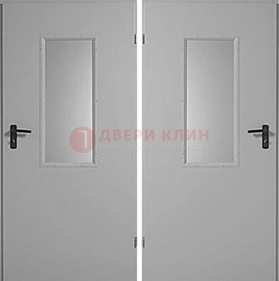 Белая металлическая противопожарная дверь с декоративной вставкой ДПП-7 в Дзержинском