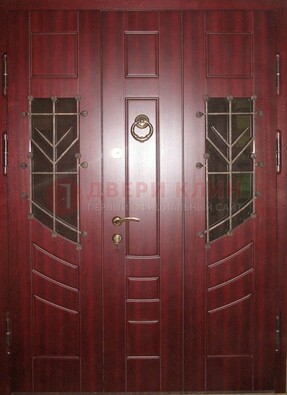 Парадная дверь со вставками из стекла и ковки ДПР-34 в загородный дом в Дзержинском