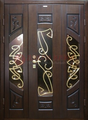 Парадная дверь со стеклом и ковкой ДПР-1 в каркасный дом в Дзержинском