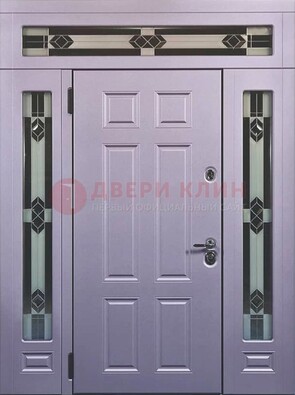 Филенчатая железная парадная дверь с фрамугами ДПР-82 в Дзержинском