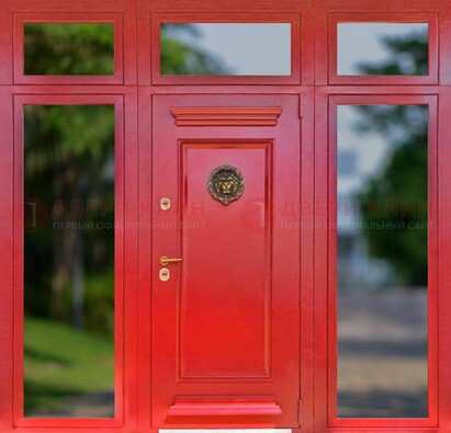Красная парадная дверь для частного дома ДПР-88 в Дзержинском