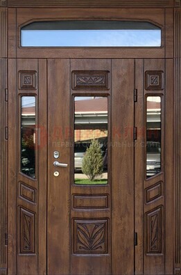 Парадная стальная дверь Винорит со стеклом и резьбой ДПР-97 в Дзержинском