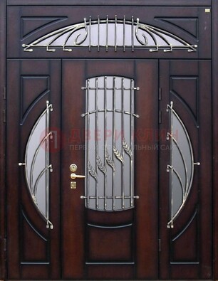 Парадная дверь со стеклянными вставками и ковкой ДПР-9 для улицы в Дзержинском